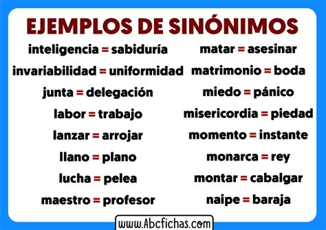 el sinonimo|sinonimos en español ejemplos.